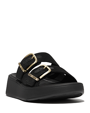 Shop Fitflop Women's F-mode Shimmer Buckle Sandals In Black