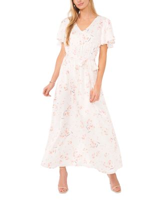 VINCE CAMUTO - Printed Flutter Sleeve Maxi Dress