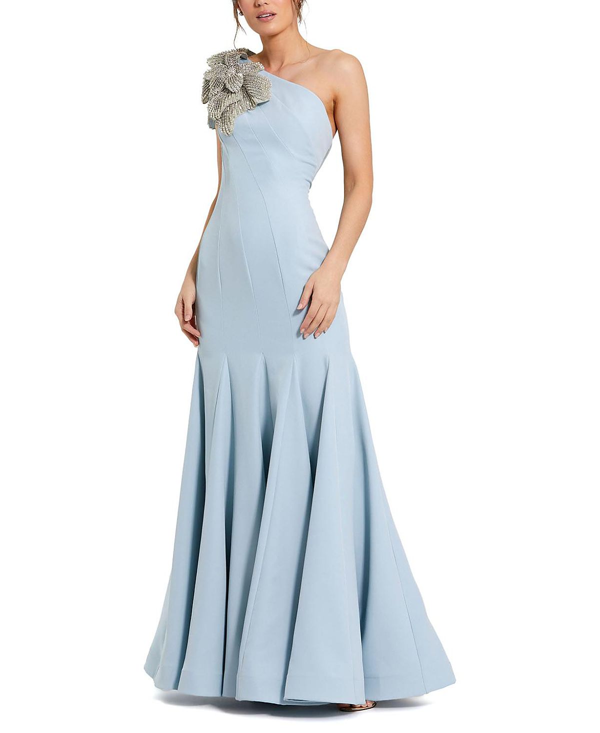 Mac Duggal One Shoulder Flower Detailed Gown