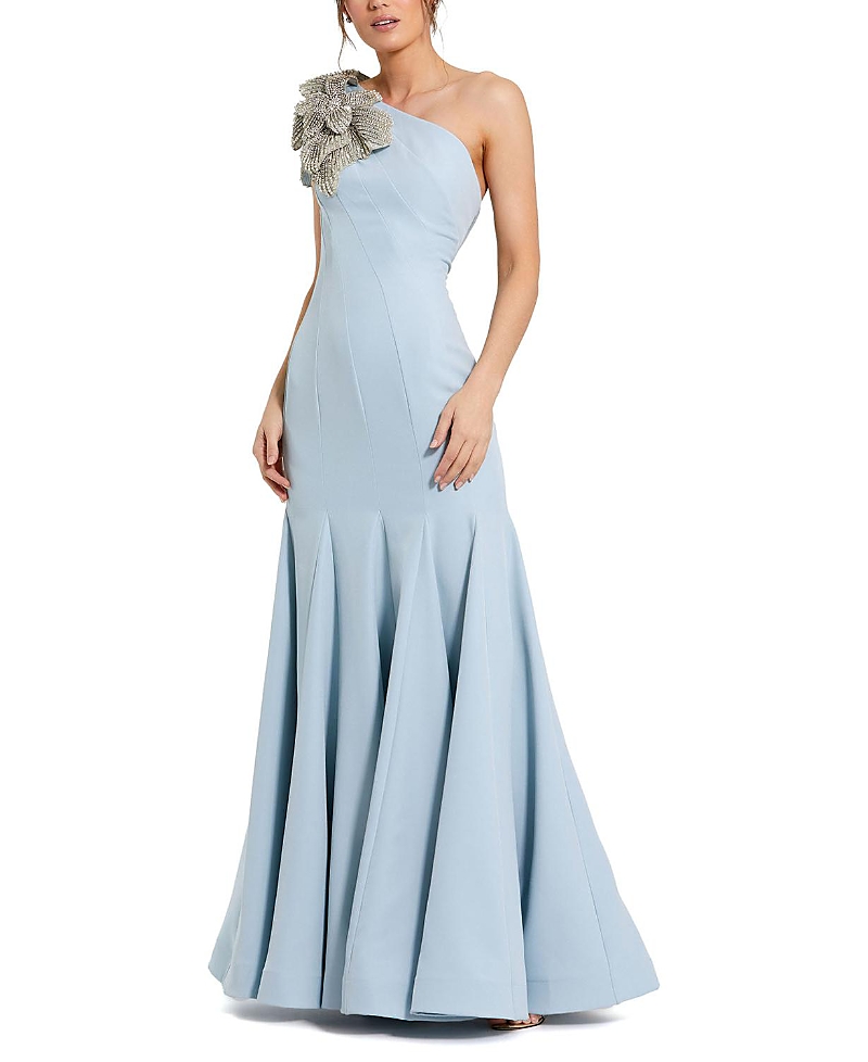 Mac Duggal One Shoulder Flower Detailed Gown