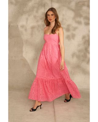 Scoop Neck Eyelet Maxi Dress