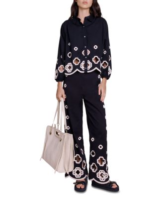 Maje - Chenilleraie Collared Clover Shirt & Pilmeraie Crocheted Pants