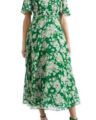 Bronwyn Floral Print Silk Midi Dress
