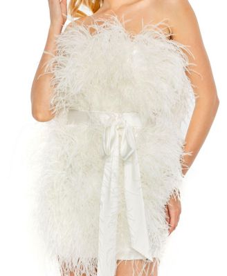 Feather Strapless Mini Dress