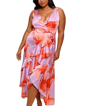 Shop Hutch Plus Size Isadora Dress In Lav/orange Xray Floral