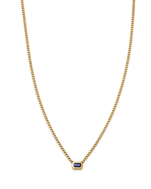 Zoe Chicco 14K Yellow Gold Sapphire Pendant Necklace, 14-16