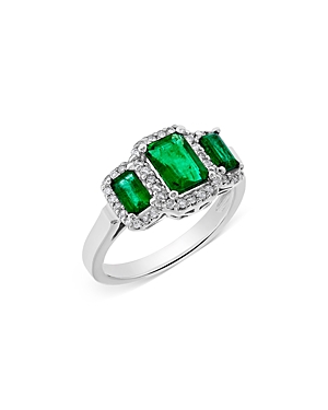 Bloomingdale's Emerald & Diamond Triple Halo Ring in 14K White Gold