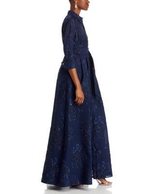 Metallic Jacquard Shirt Dress Gown