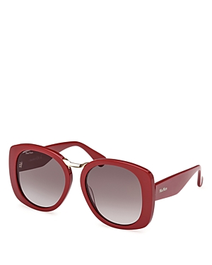 Max Mara Bridge Gradient Round Sunglasses, 55mm In Red
