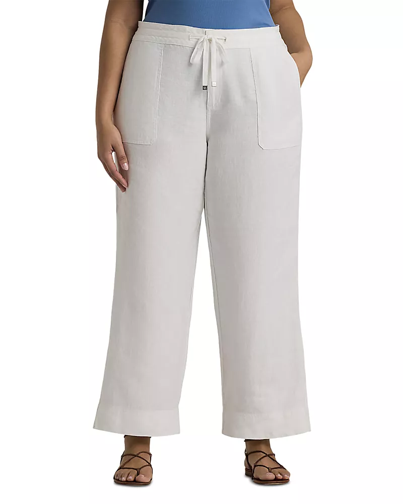 Lauren Ralph Lauren Plus Linen Drawcord Pants
