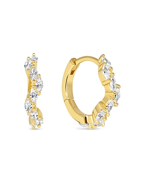 Shop Jackie Mack Designs Lyra Cubic Zirconia Wavy Huggie Hoop Earrings In Gold