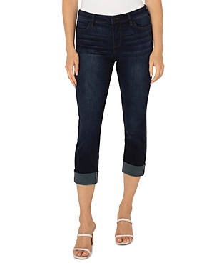Liverpool Los Angeles Skinny Roll Cuff Cropped Jeans in Destiny Dark