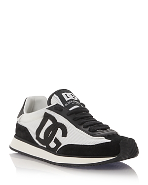 Dolce & Gabbana Dg Cushion Suede And Mesh Low-top Sneakers In Gray