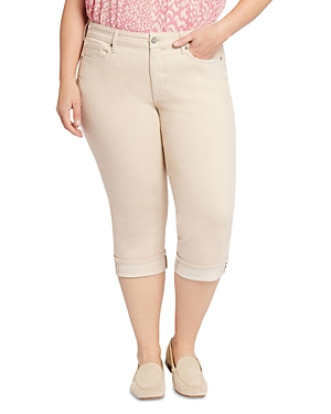 Nydj Plus Marilyn High Rise Straight Cropped Jeans In Pearl Grey In Brown