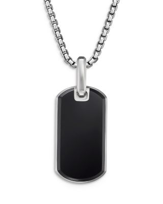 Men's Chevron Tag in Sterling Silver with Black Onyx, 27mm