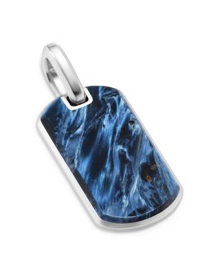 Men's Chevron Tag in Sterling Silver with Pietersite, 27mm