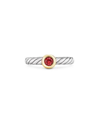 David Yurman Sterling Silver & 14K Yellow Gold Rhodolite Garnet Petite Cable Flex Ring