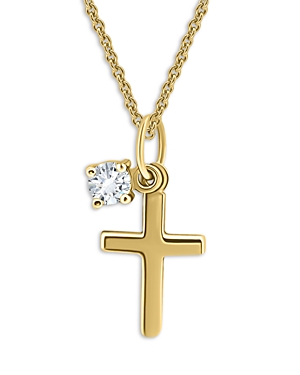 Shop Aqua Polish Cross & Cubic Zirconia Charm Pendant 16 - 100% Exclusive In Gold