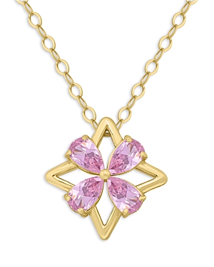 Pink Pear Stone Flower Design Necklace, 16 - 100% Exclusive