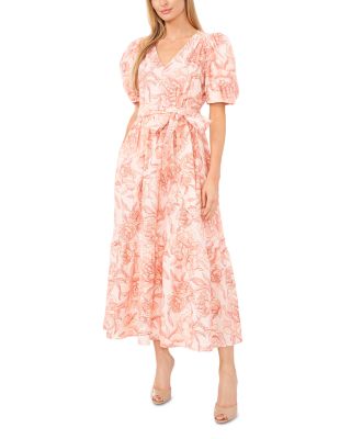 CeCe Puff Sleeve Belted Maxi Dress