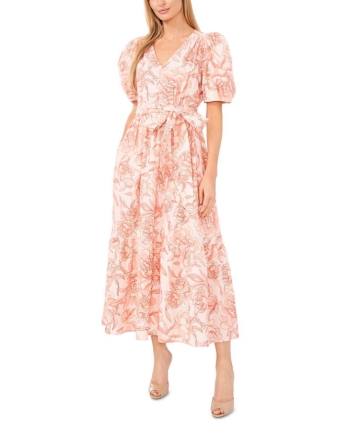 CeCe Women's Stripe Puff Sleeve Shirtdress Pink Size XS main image 1