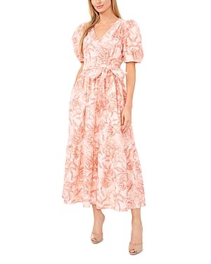 Shop Cece Puff Sleeve Belted Maxi Dress In Sweet Rose
