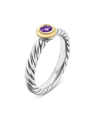 Petite Cable Flex Ring in Sterling Silver with 14K Yellow Gold, 2.8mm
