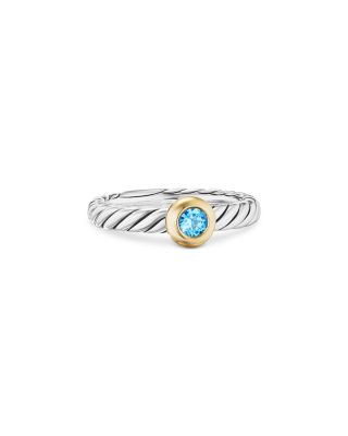 Petite Cable Flex Ring in Sterling Silver with 14K Yellow Gold, 2.8mm