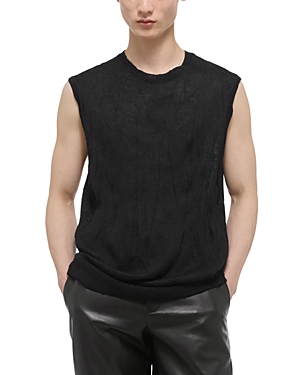 Shop Helmut Lang Merino Wool Blend Crushed Relaxed Fit Crewneck Sweater Vest In Black
