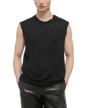 Helmut Lang Sleeveless Crushed Knit Top In Black