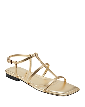 Marc Fisher Ltd. Women's Marris Square Toe Strappy Flat Sandals In Gold
