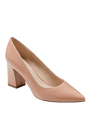 Marc Fisher Ltd Zala Block Heel Pump In Patent Mocha Mousse