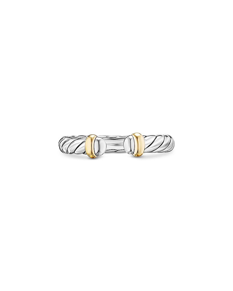 David Yurman Sterling Silver & 14K Yellow Gold Petite Cable Flex Ring