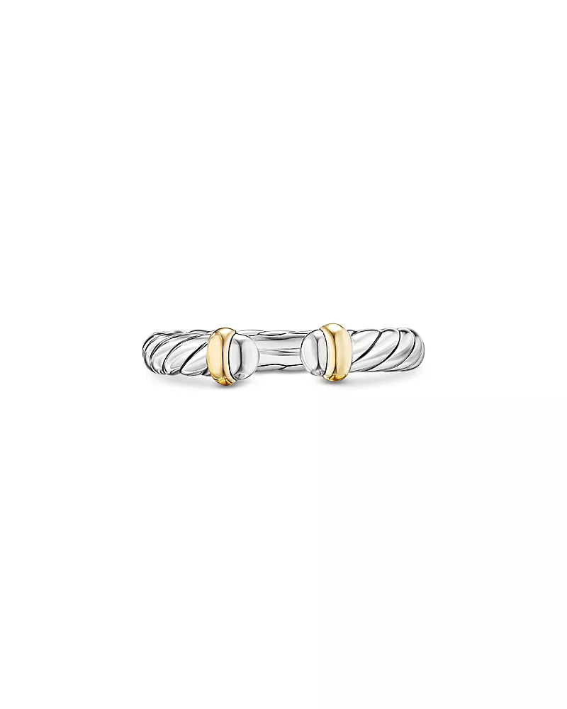 David Yurman Sterling Silver & 14K Yellow Gold Petite Cable Flex Ring