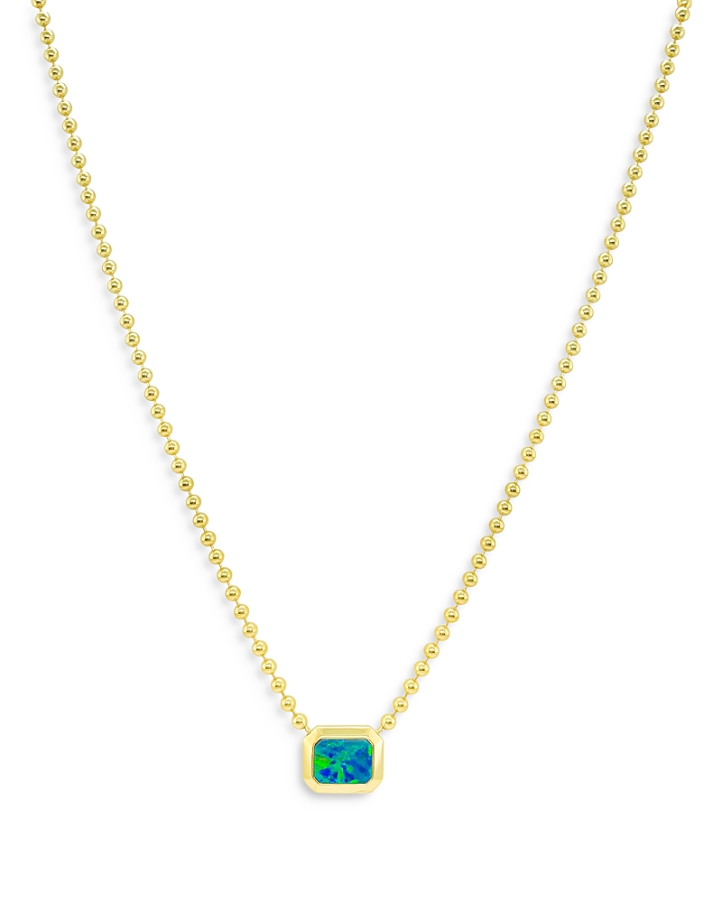 Meira T 14k Yellow Gold Ball Chain Opal Solitaire Necklace, 18 In Blue/gold