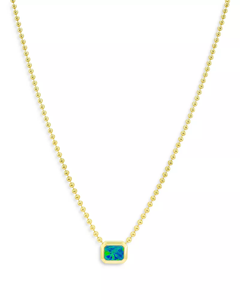 Meira T 14K Yellow Gold Ball Chain Opal Solitaire Necklace, 18