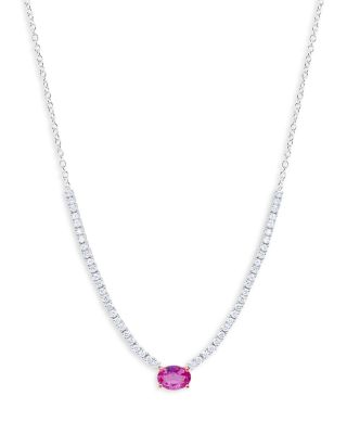 Meira T - 14K White Gold Pink Sapphire & Diamond Cocktail Necklace, 18"
