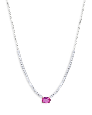 Shop Meira T 14k White Gold Pink Sapphire & Diamond Cocktail Necklace, 18 In Pink/white