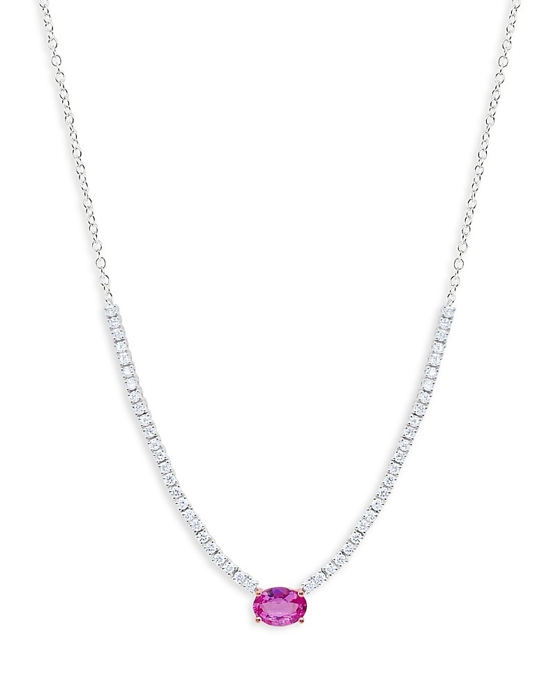 Meira T 14K White Gold Pink Sapphire & Diamond Cocktail Necklace, 18