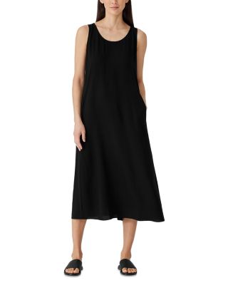 Silk Scoop Neck Tank Midi Dress