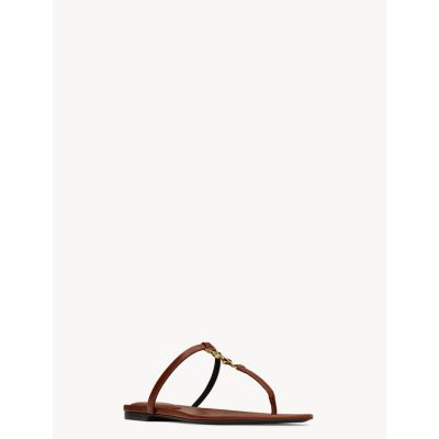 Saint Laurent Cassandra Slides in Smooth Leather