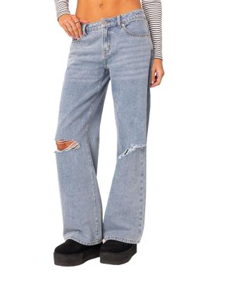 Edikted - Debbie Distressed Low Rise Jeans