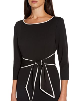 Tipped Crepe Tie Waist Dress
