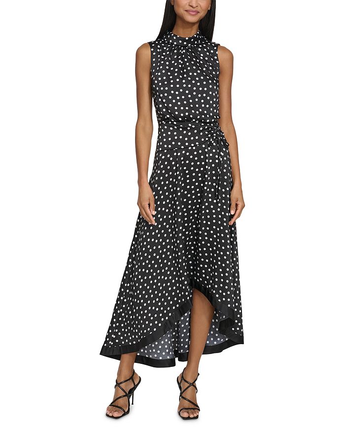 The Paris Polka Dot Midi Dress | Sweetheart Bow Shoulder Polka Dot Dress main image 0