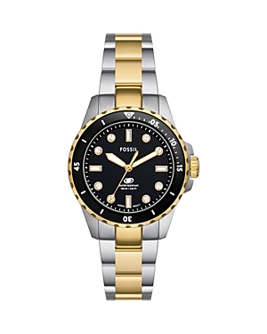 Shop Fossil Blue Dive Watch, 36mm In Black/two-tone