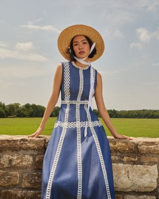 Contrast Trim Midi Dress