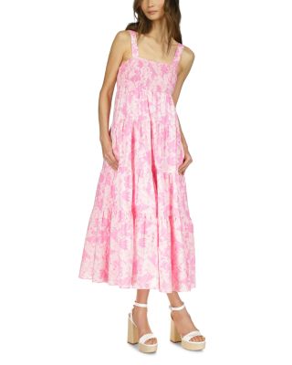 Michael Kors Michael Kors Cotton Smocked Palm Print Midi Dress |  Bloomingdale's Women