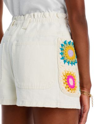 Embroidered Paperbag Shorts