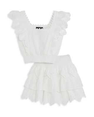 AQUA - Girls' Eyelet Top & Skirt Set, Little Kid, Big Kid