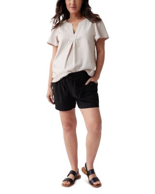 Maternity Short Sleeve Woven Top
